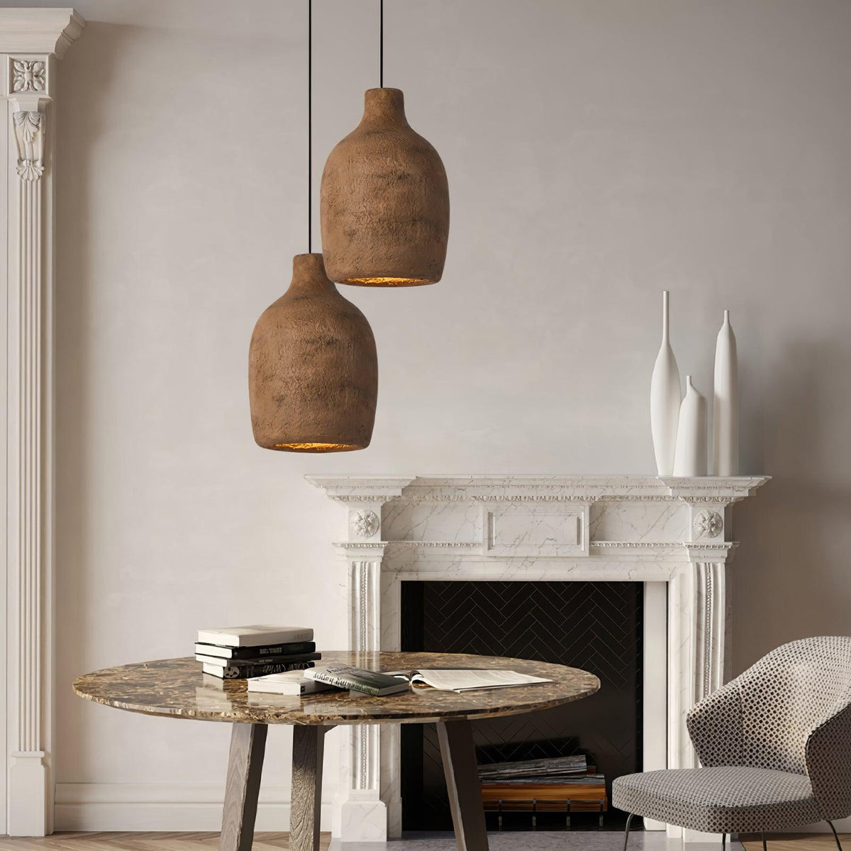 Avenelelia industriële artistieke hanglamp in grijs en bruin