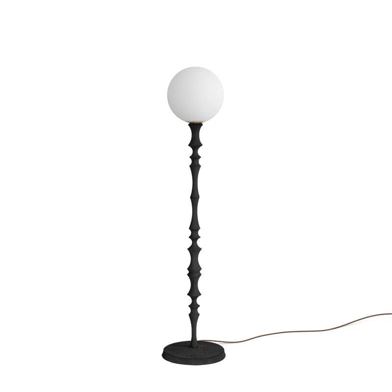 Vilten elegante vloerlamp van walnoot