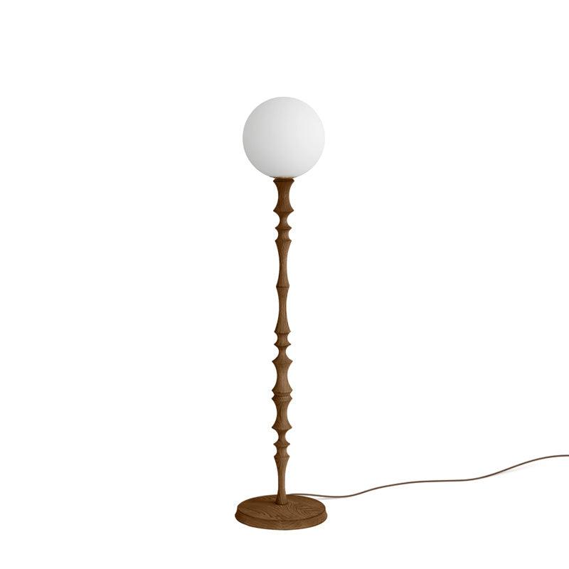Vilten elegante vloerlamp van walnoot