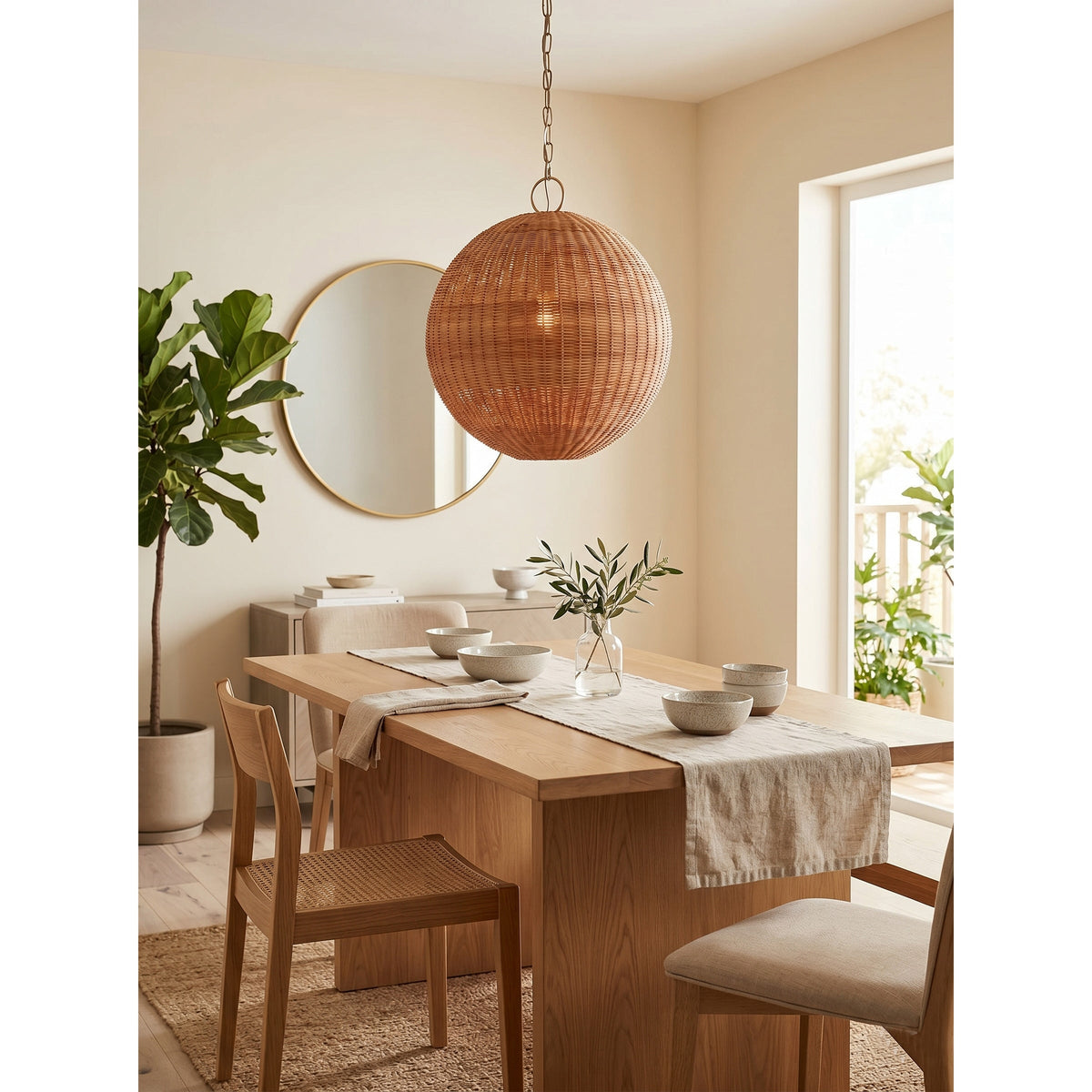 Ravisaya rotan hanglamp rond