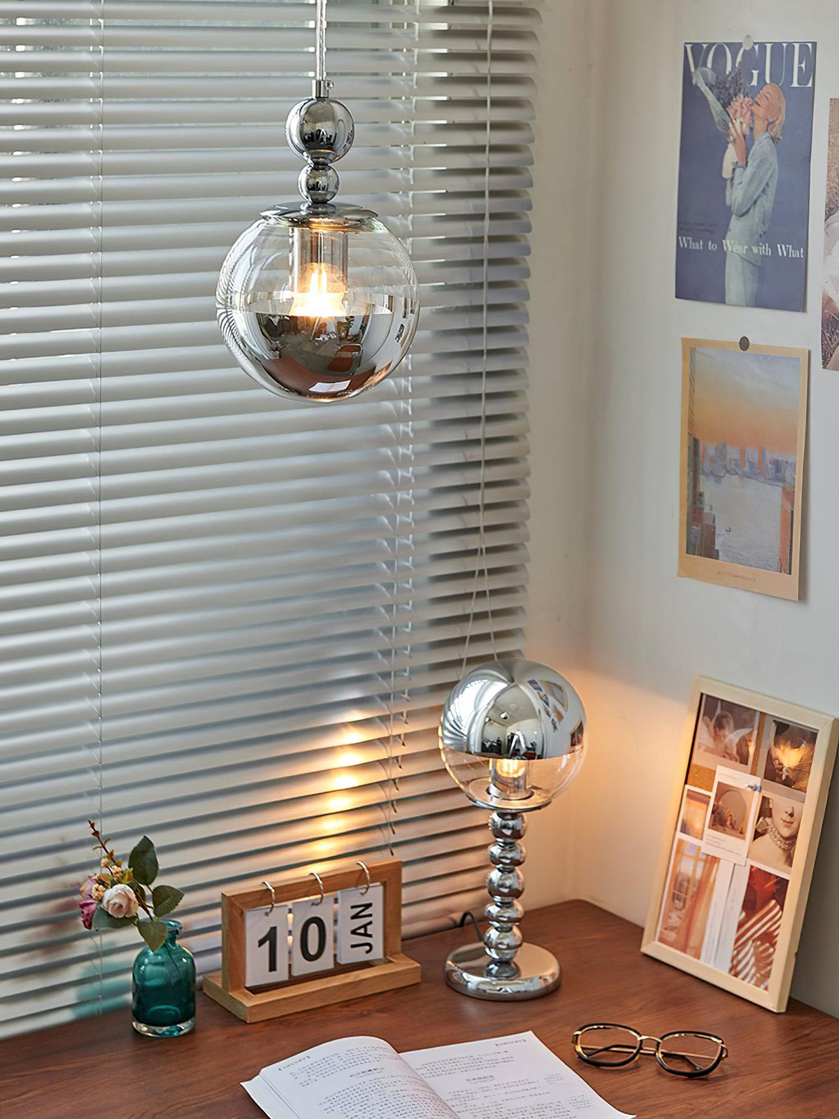 Zanorir Moderne minimalistische hanglamp met glazen spiegelbal