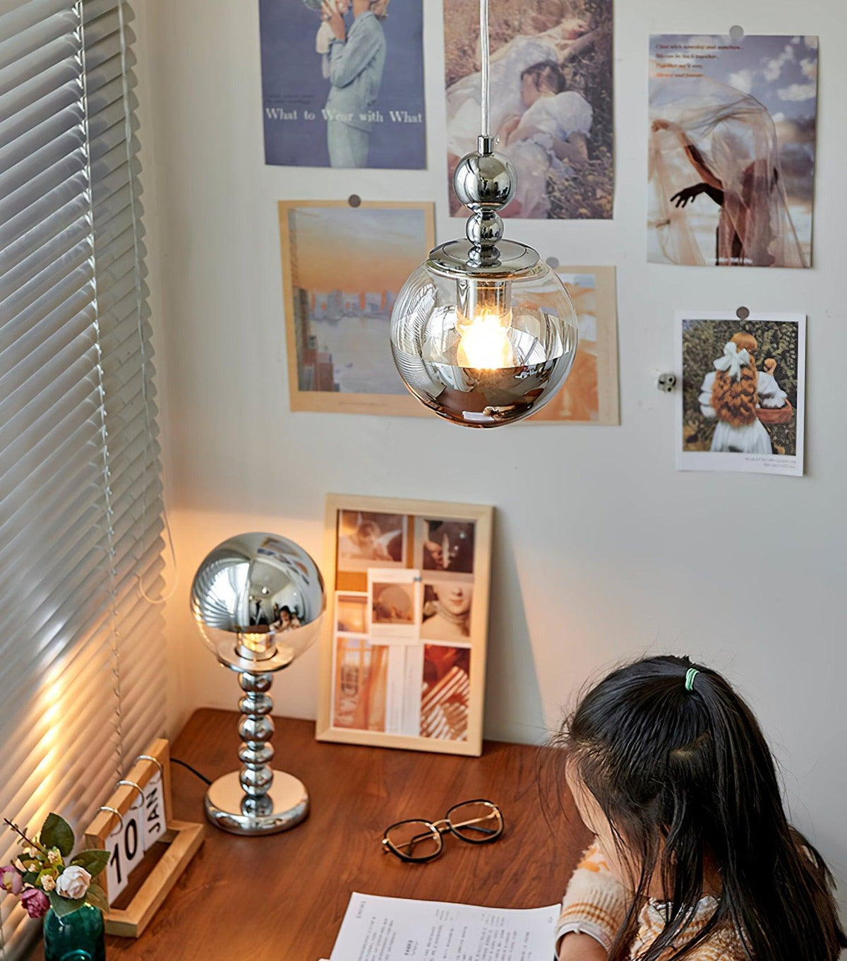 Zanorir Moderne minimalistische hanglamp met glazen spiegelbal