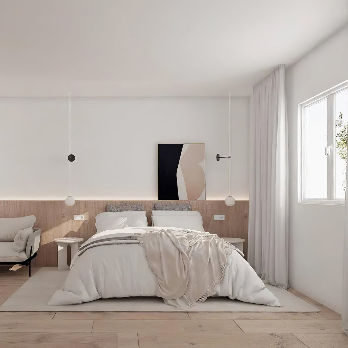 Veluelle Moderne minimalistische wandlamp met mobiele glaskogel