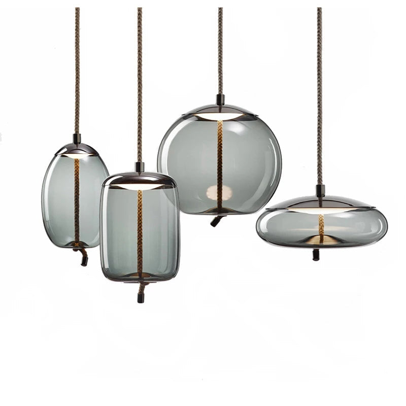 Valentina Ronde LED Hanglampen Blauw Metaal Glas Eetkamer Woonkamer