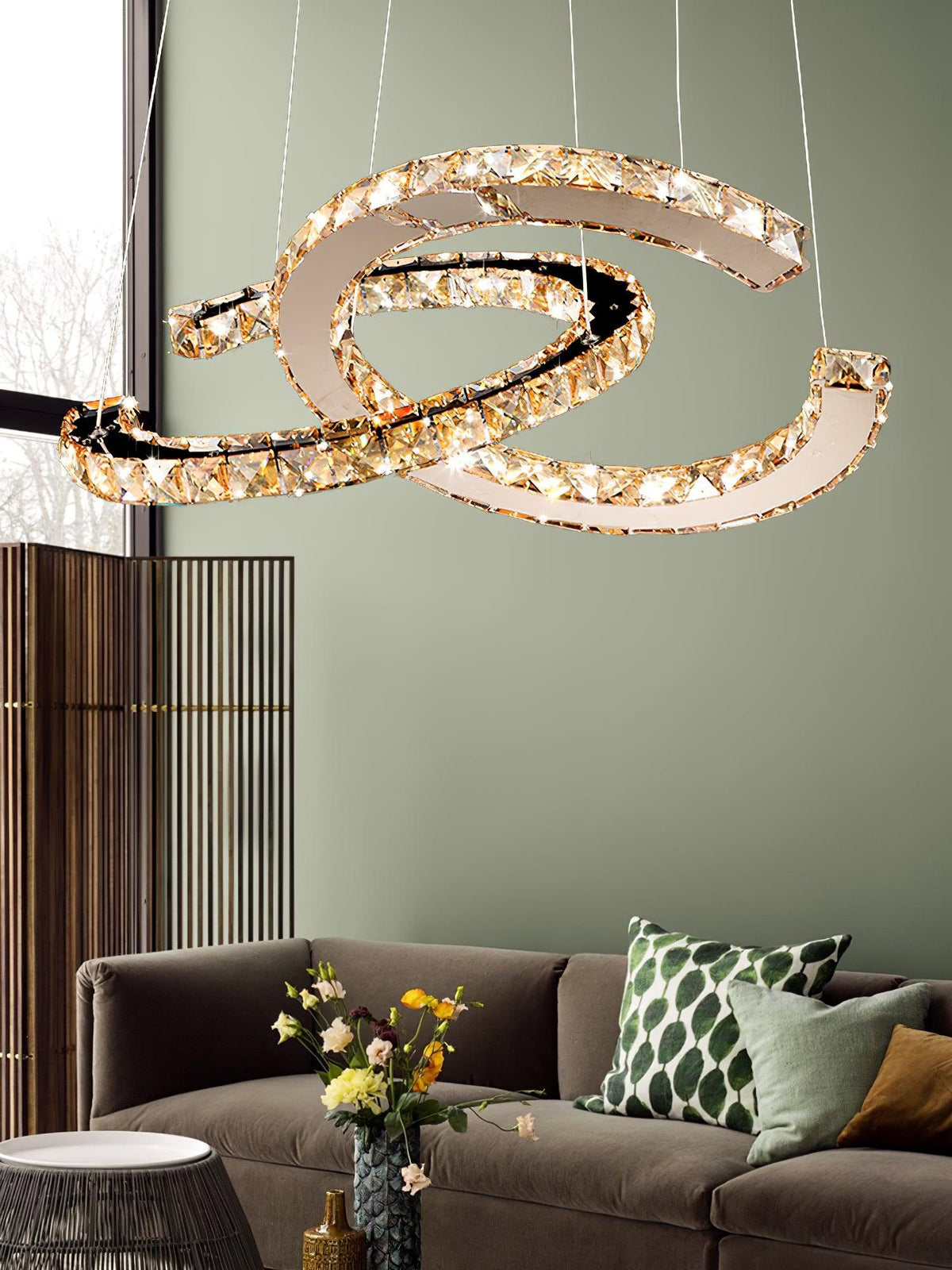 Luxisine Kroonluchter Kristallen Dubbele C Moderne Zilver 2-Ring