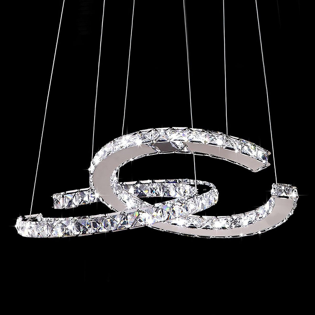 Luxisine Kroonluchter Kristallen Dubbele C Moderne Zilver 2-Ring