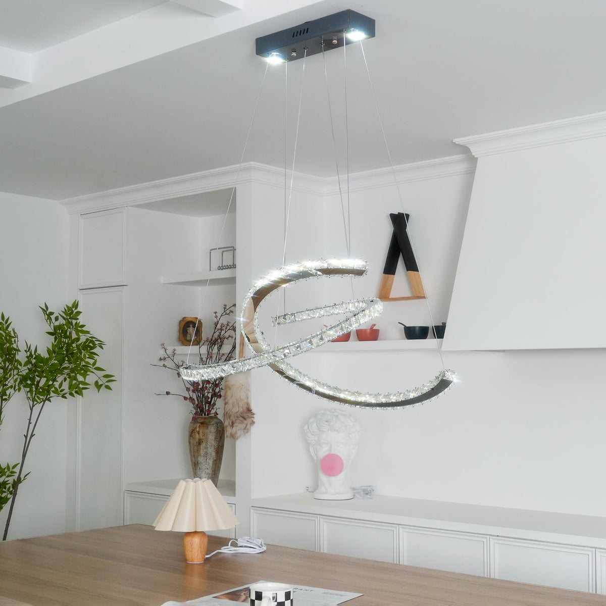 Luxisine Kroonluchter Kristallen Dubbele C Moderne Zilver 2-Ring