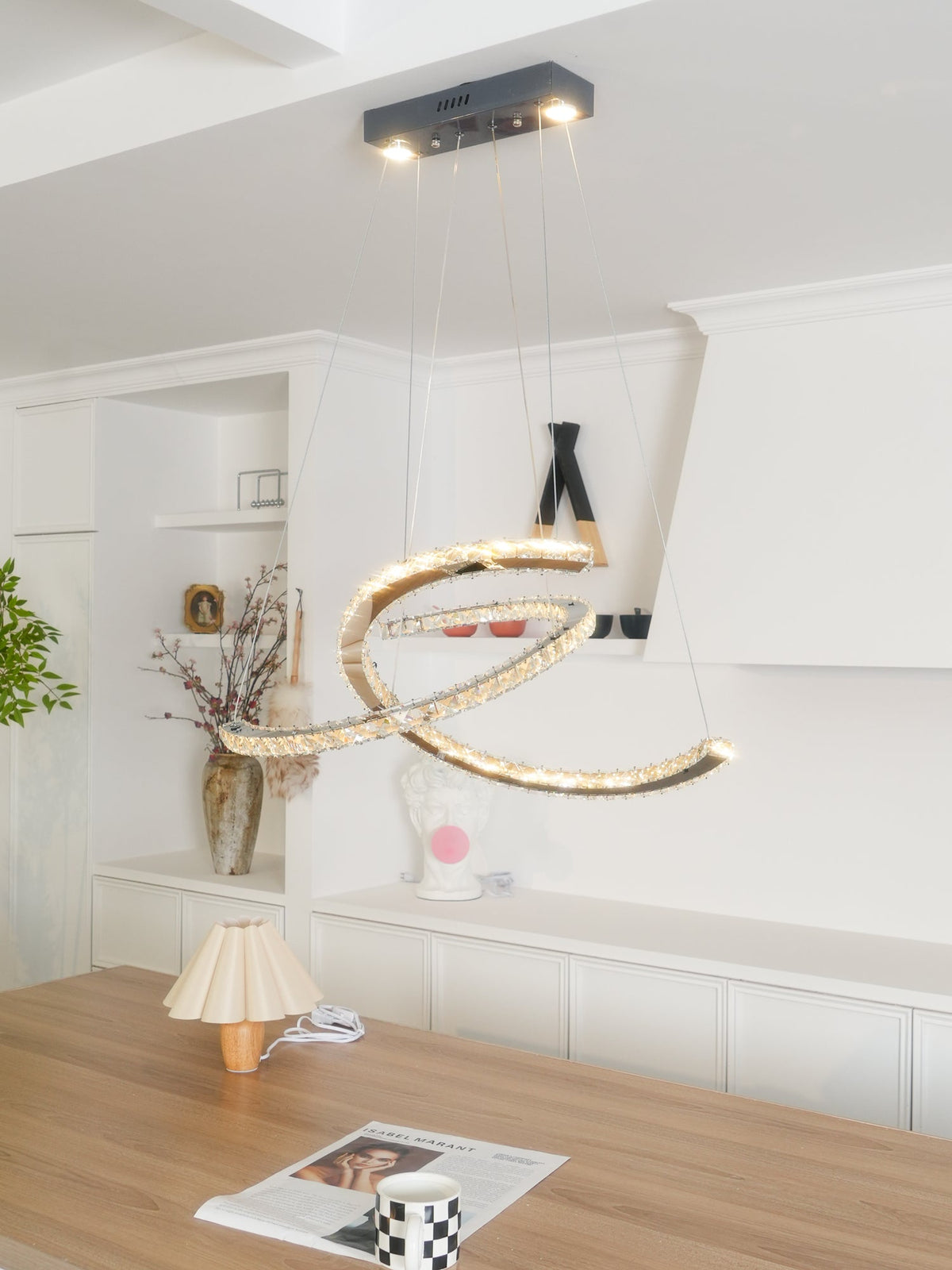 Luxisine Kroonluchter Kristallen Dubbele C Moderne Zilver 2-Ring