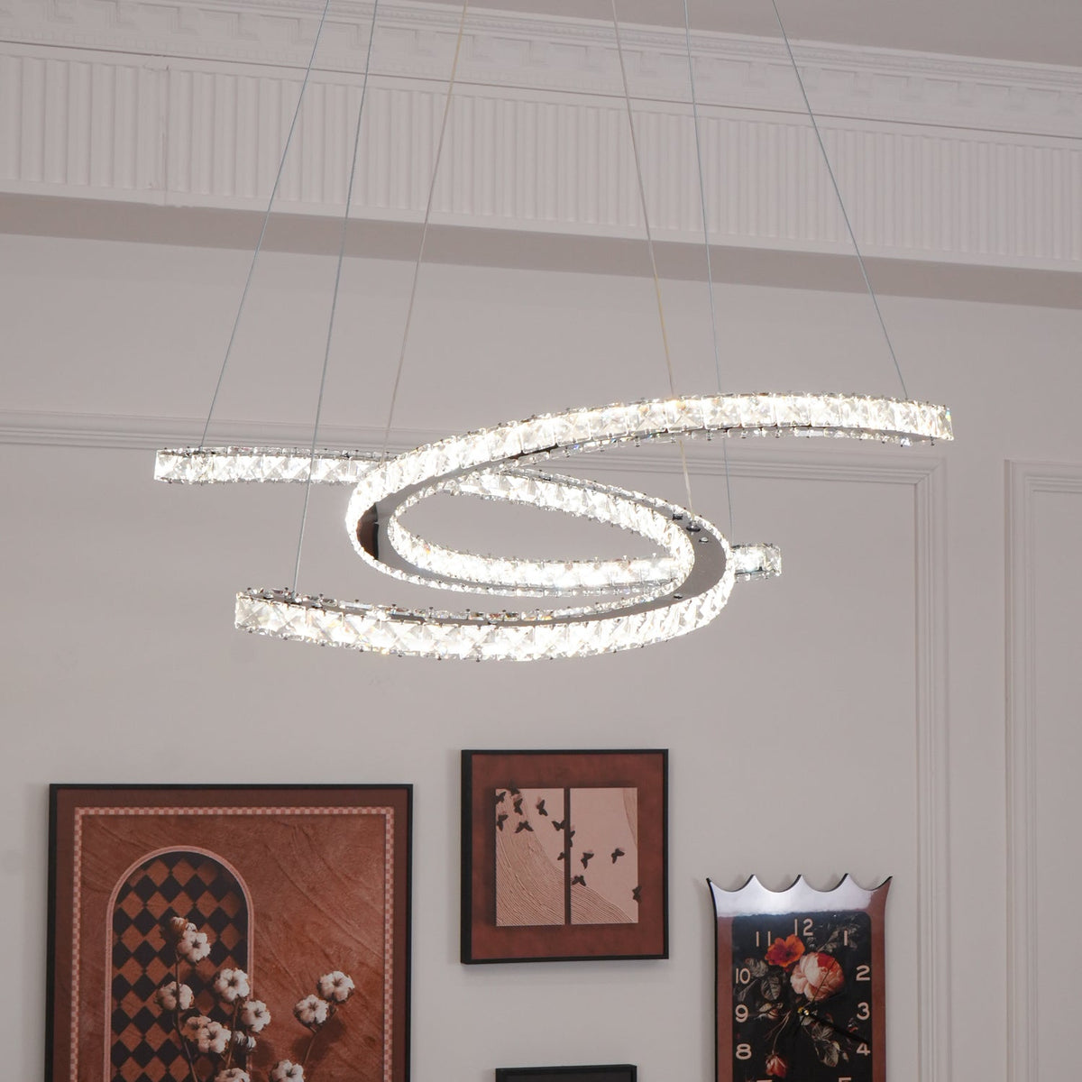 Luxisine Kroonluchter Kristallen Dubbele C Moderne Zilver 2-Ring