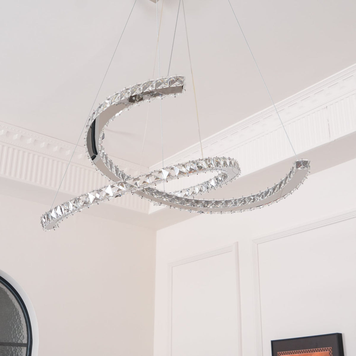 Luxisine Kroonluchter Kristallen Dubbele C Moderne Zilver 2-Ring