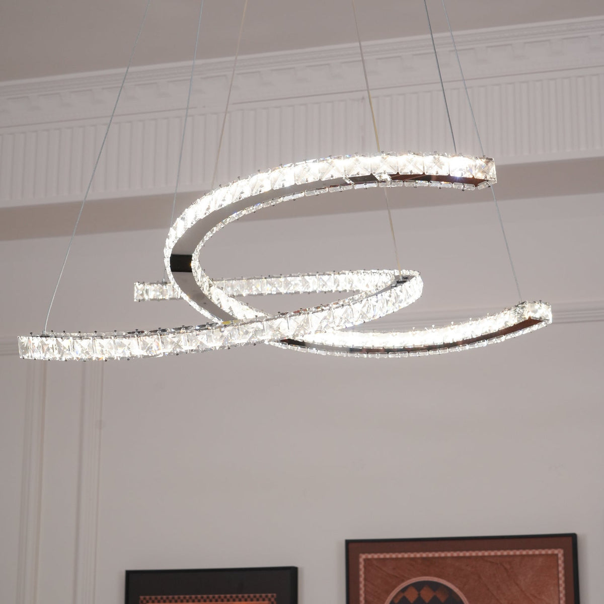 Luxisine Kroonluchter Kristallen Dubbele C Moderne Zilver 2-Ring