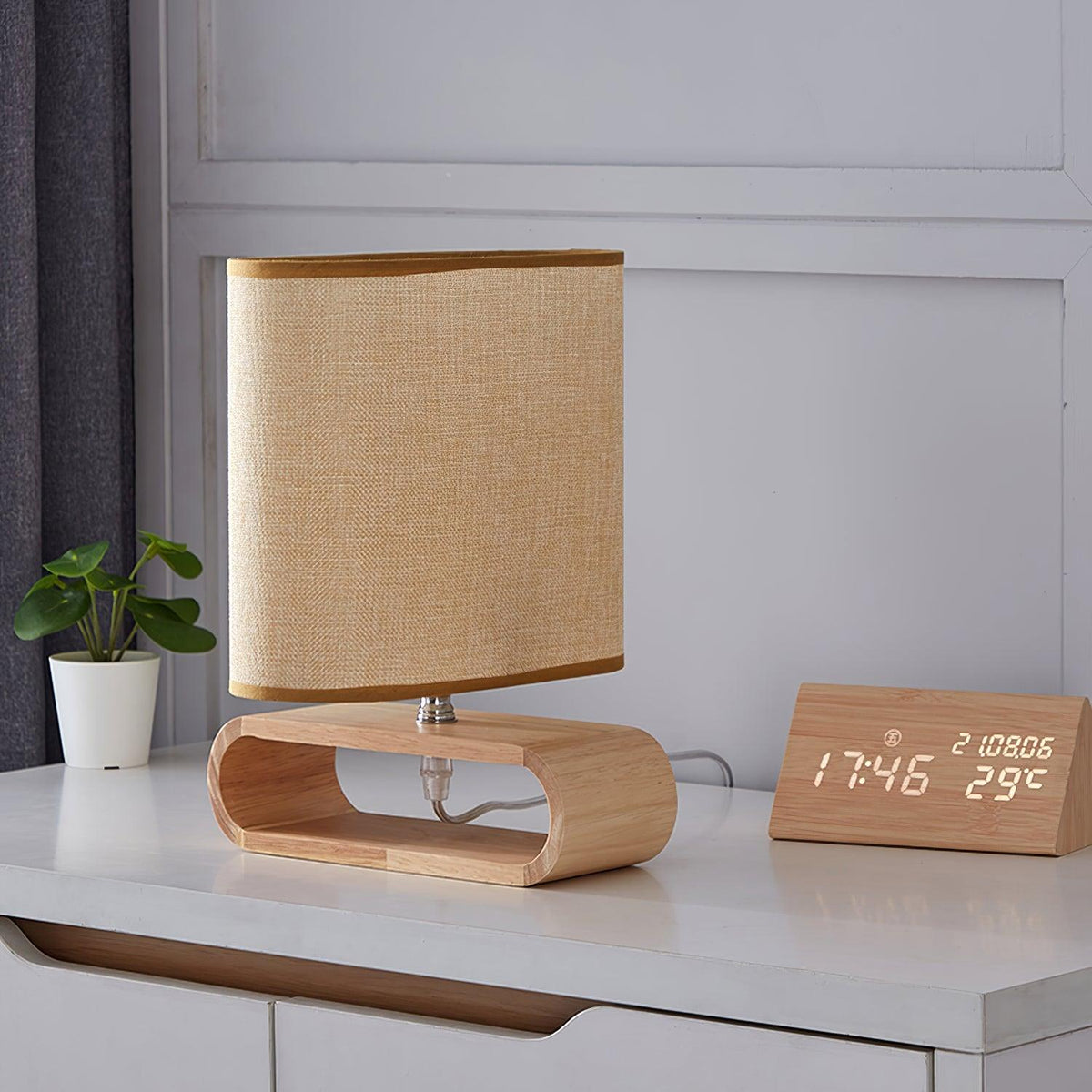 Loop Rustieke houten tafellamp