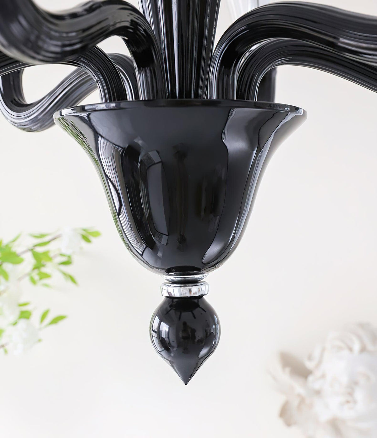 Silten Kroonluchter Zwart Murano Kaarsarm glas Klassiek