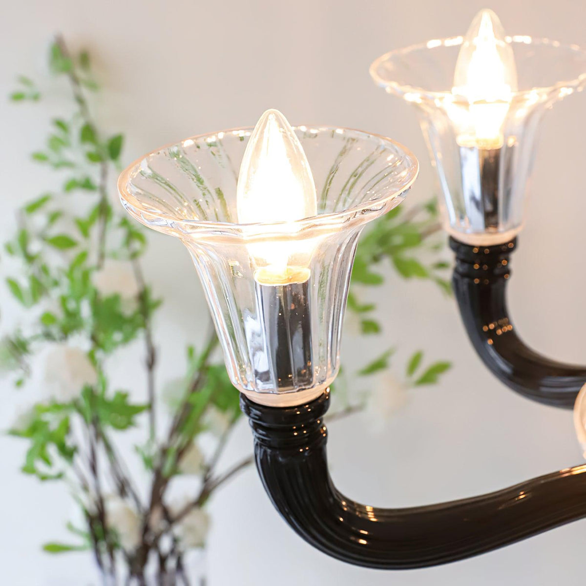 Silten Kroonluchter Zwart Murano Kaarsarm glas Klassiek