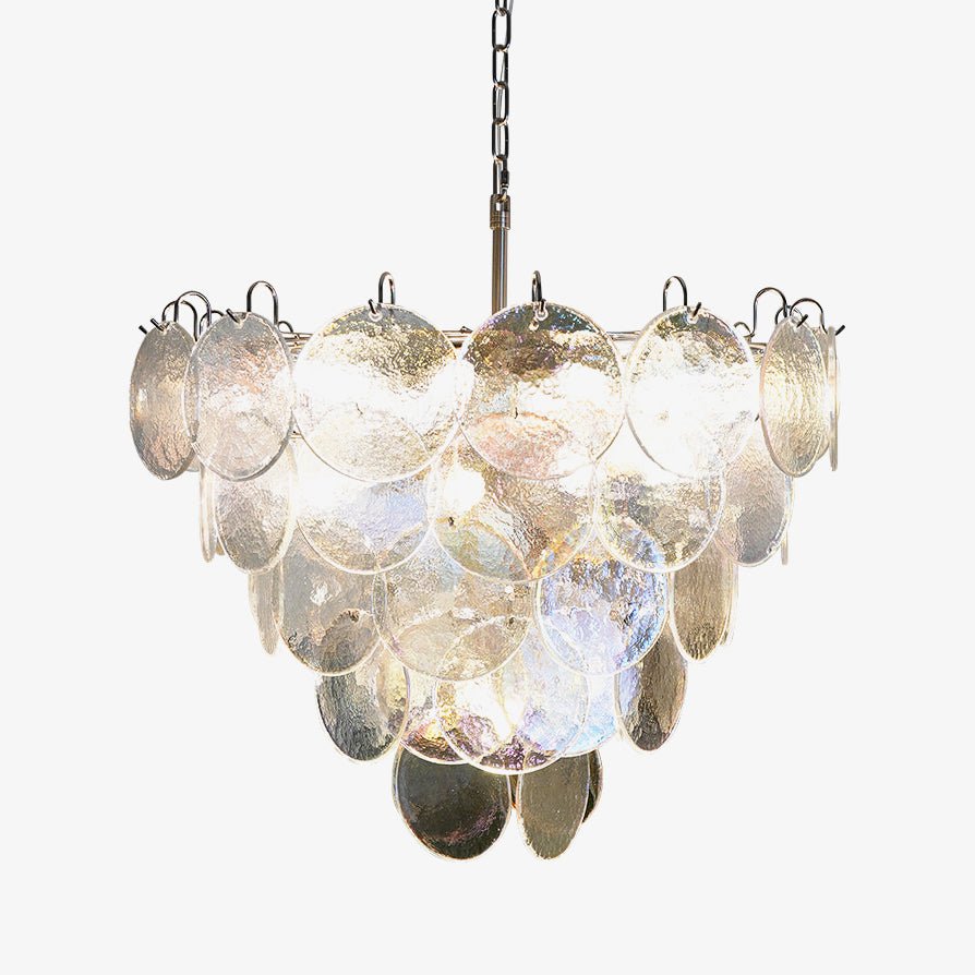 Liorerora kroonluchter met iriserend Murano-glas schijf