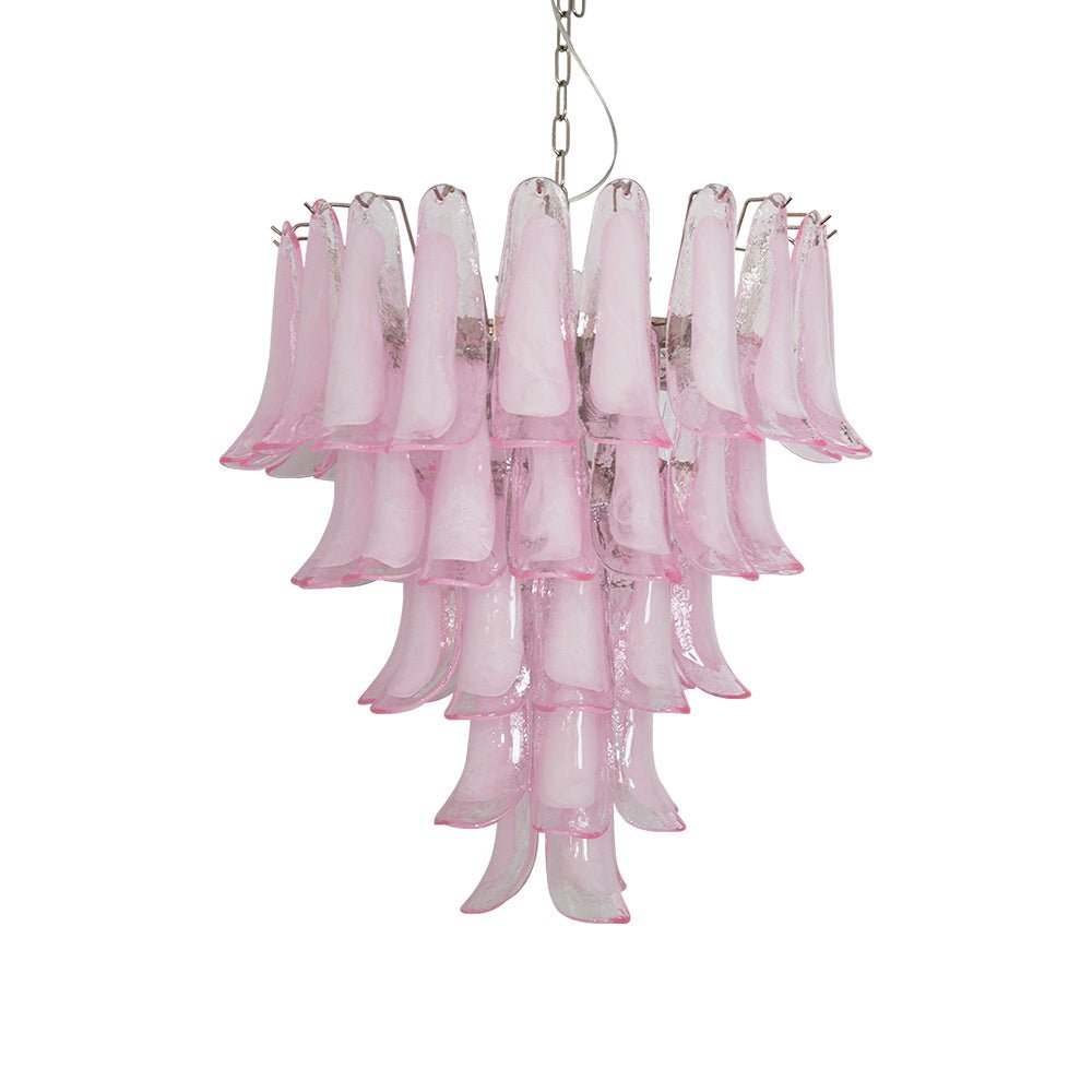 Velorira kroonluchter met roze Murano-glas bloemblaadjes cascade