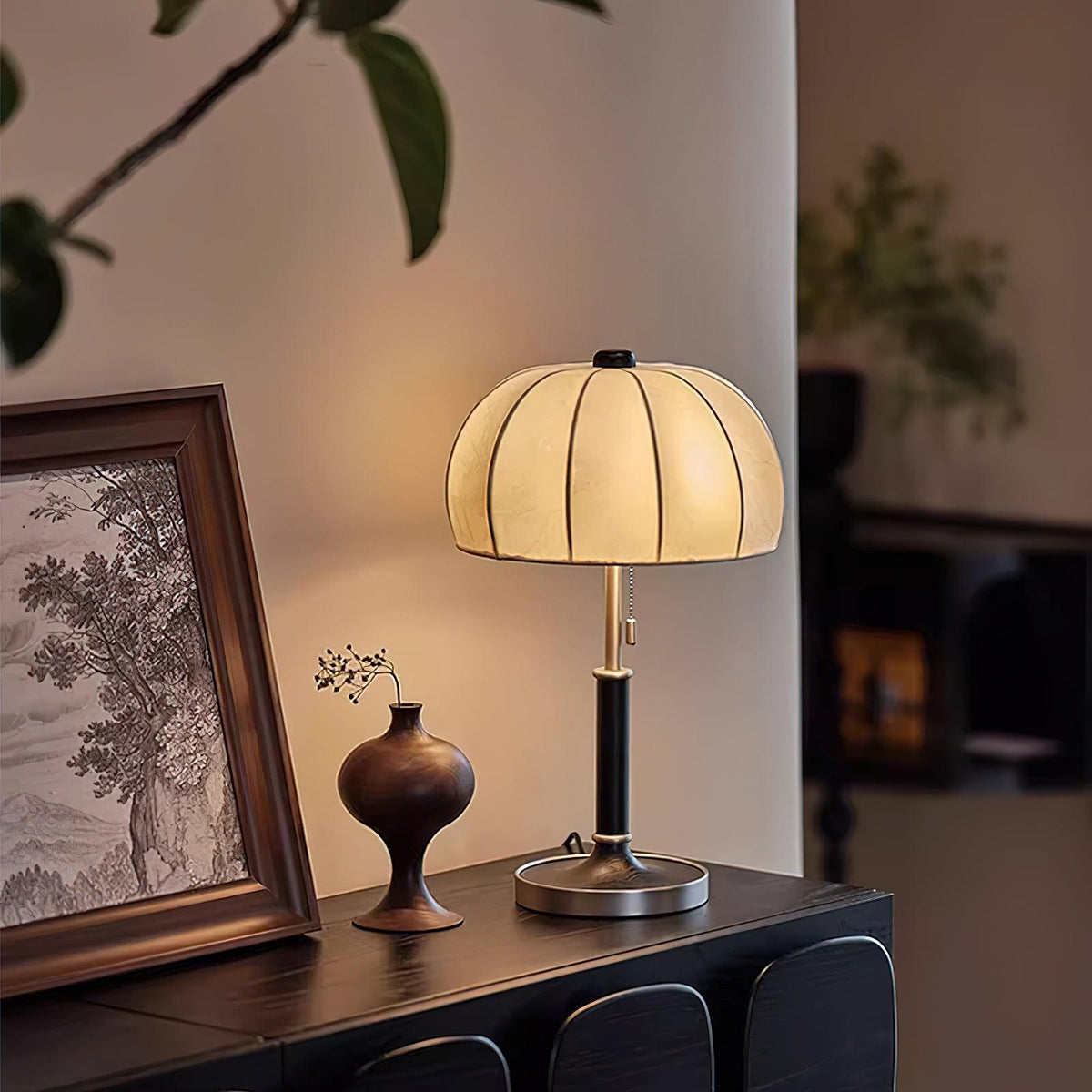 Nalemu Houten Stoffen Retro tafellamp