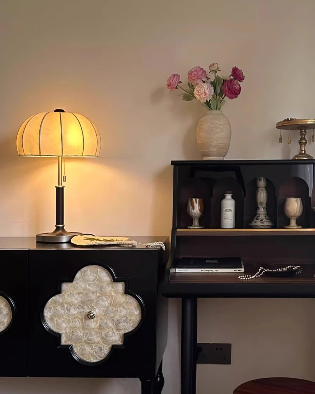 Nalemu Houten Stoffen Retro tafellamp