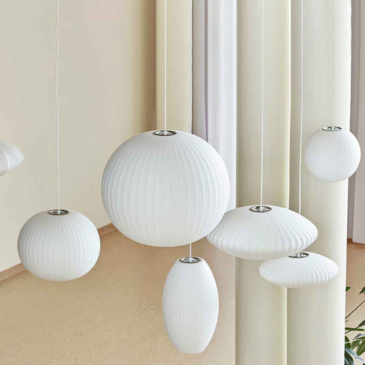 Bis hanglamp van zijde en staal