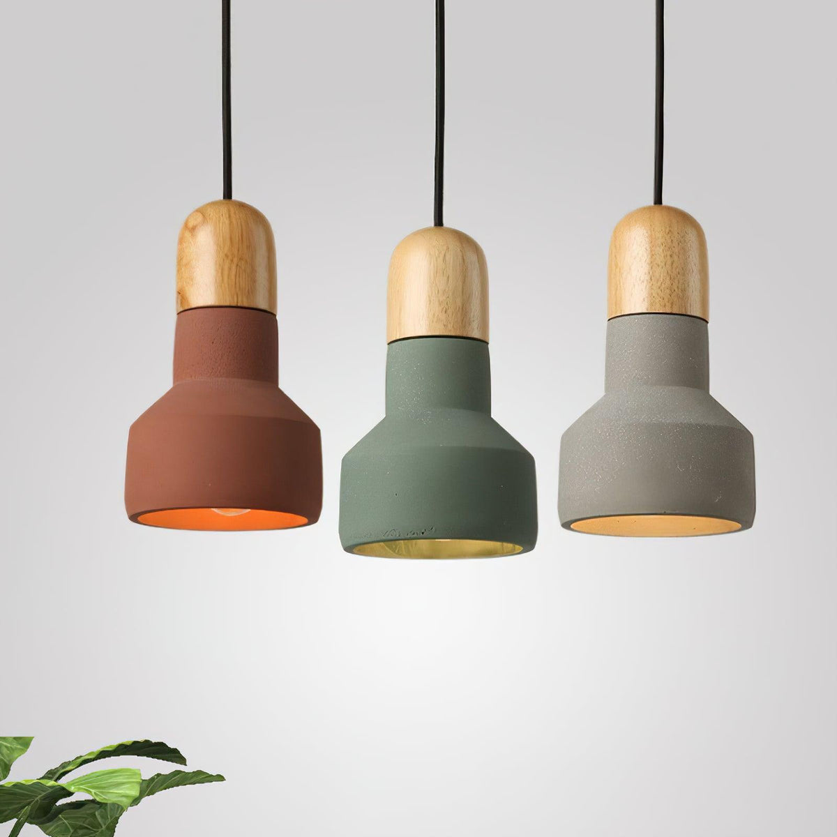 Trio Rustic hout hanglamp Grijs