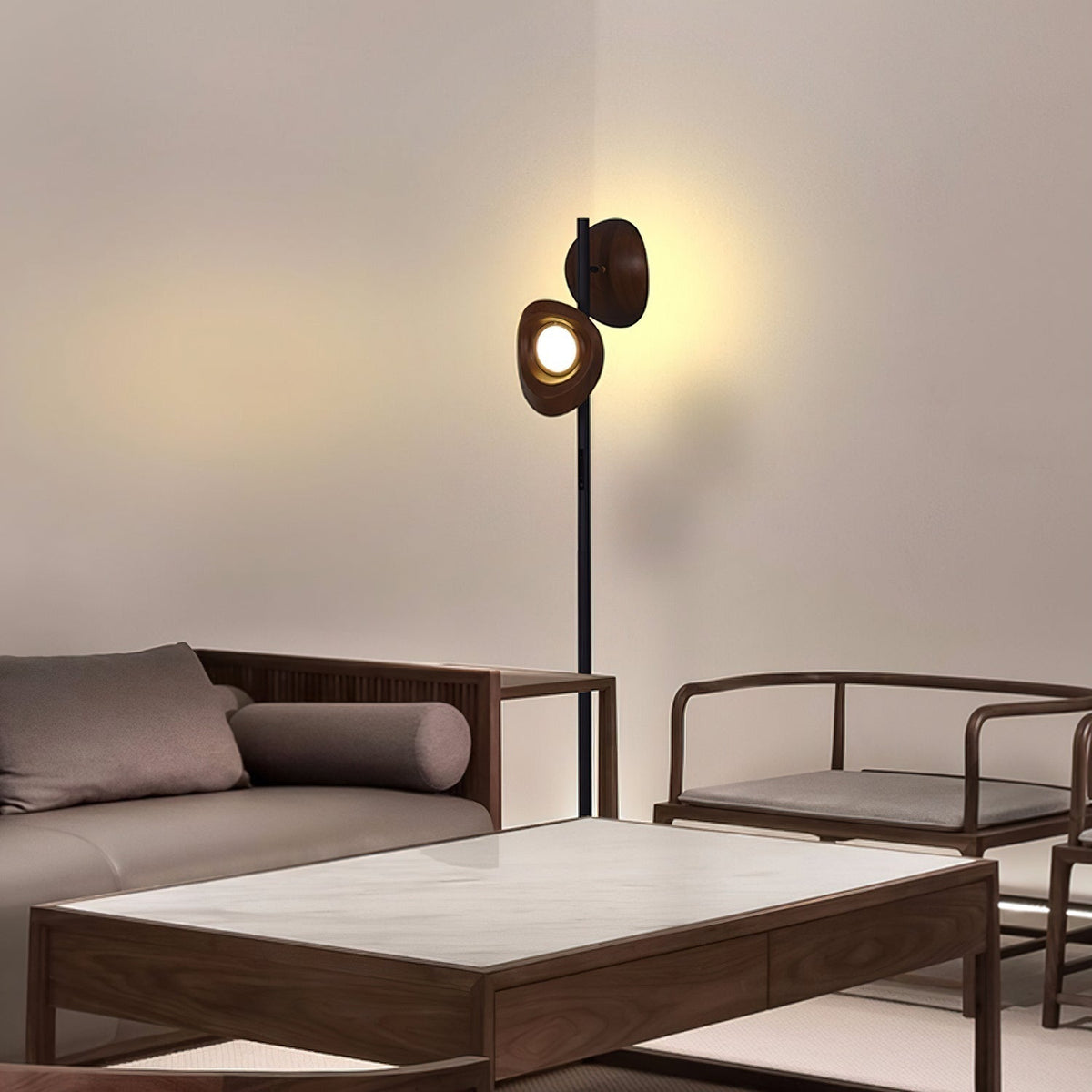 Ceyran dubbele bol vloerlamp zwart