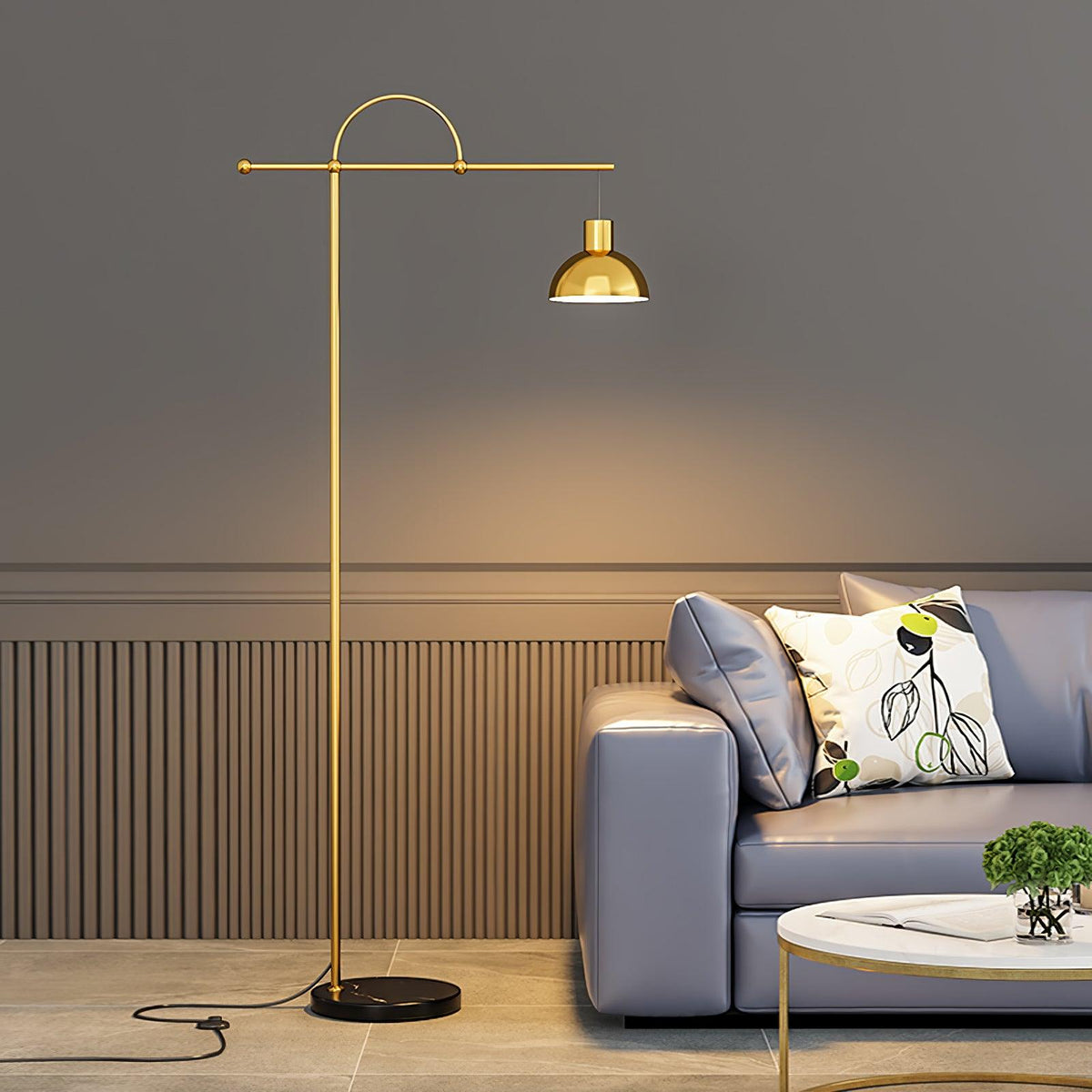 Usilil Art Deco messing vloerlamp