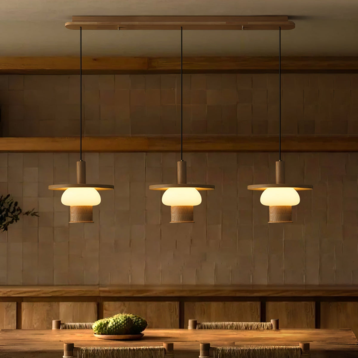Zephaan Traditionele Kunst Klassieke Houten hanglamp van glas