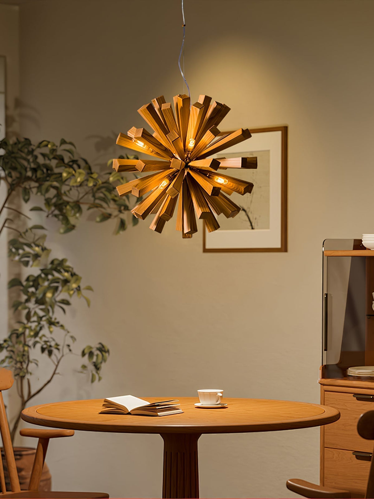 Elvarelle Premium Noordse kunst Burst hout kroonluchter