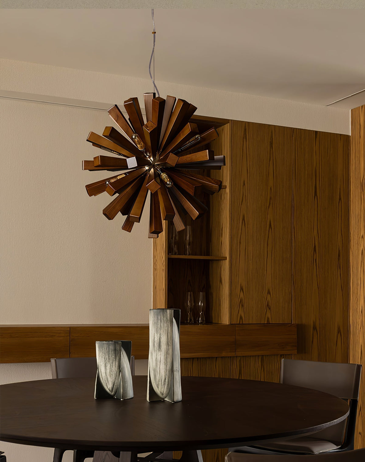 Elvarelle Premium Noordse kunst Burst hout kroonluchter