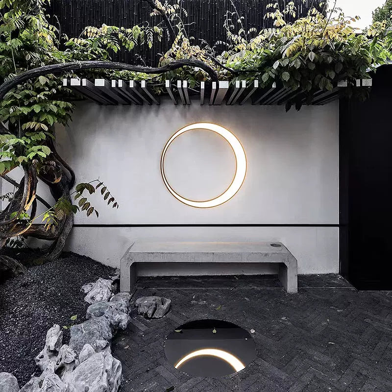Elif Moderne Ring Maan Buiten Wandlampen Zwart Gang Tuin
