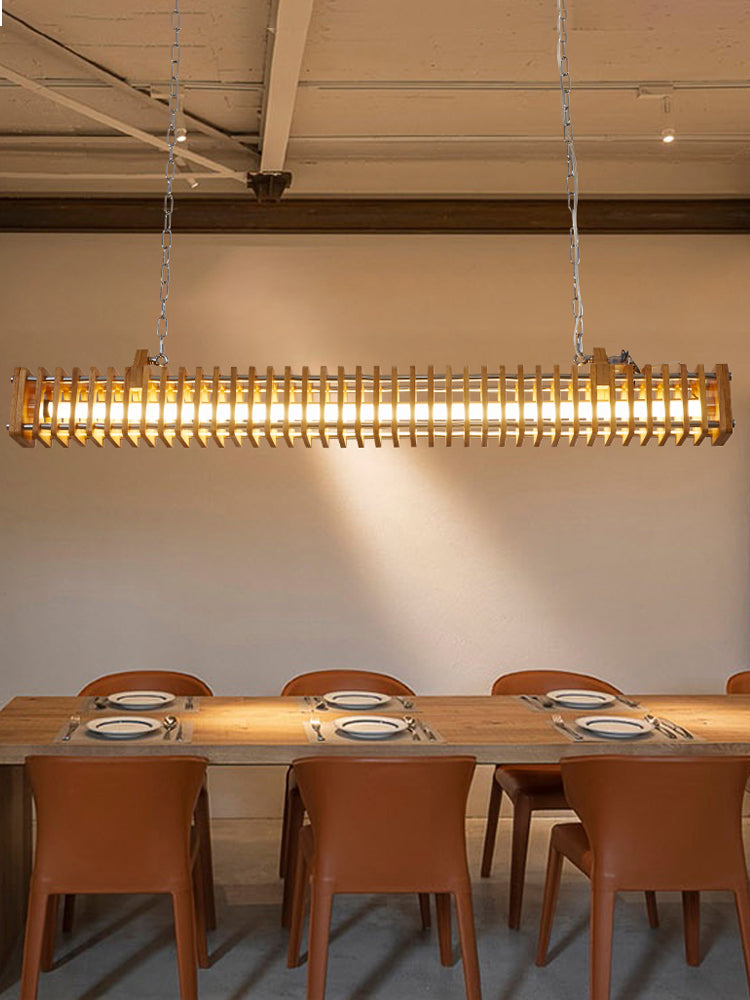 Austin Industriële Rechthoekige Metaal Hanglamp Hout, Modern, Slaapkamer/Woonkamer