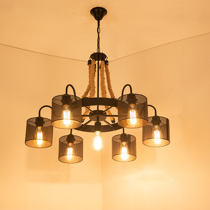 Epoch Vintage LED Hanglampen Zwart Touw/Metaal Woonkamer