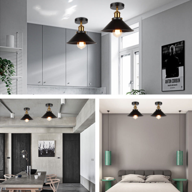 Alessio Industriele Vintage LED Plafondlamp Zwart Metaal Eetkamer