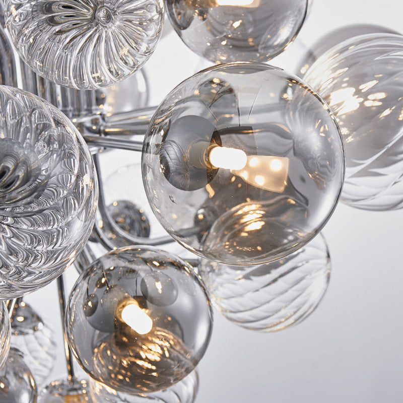 Valentina Modern Tros Bubble Kroonluchters Zilver Glas Metaal Woonkamer