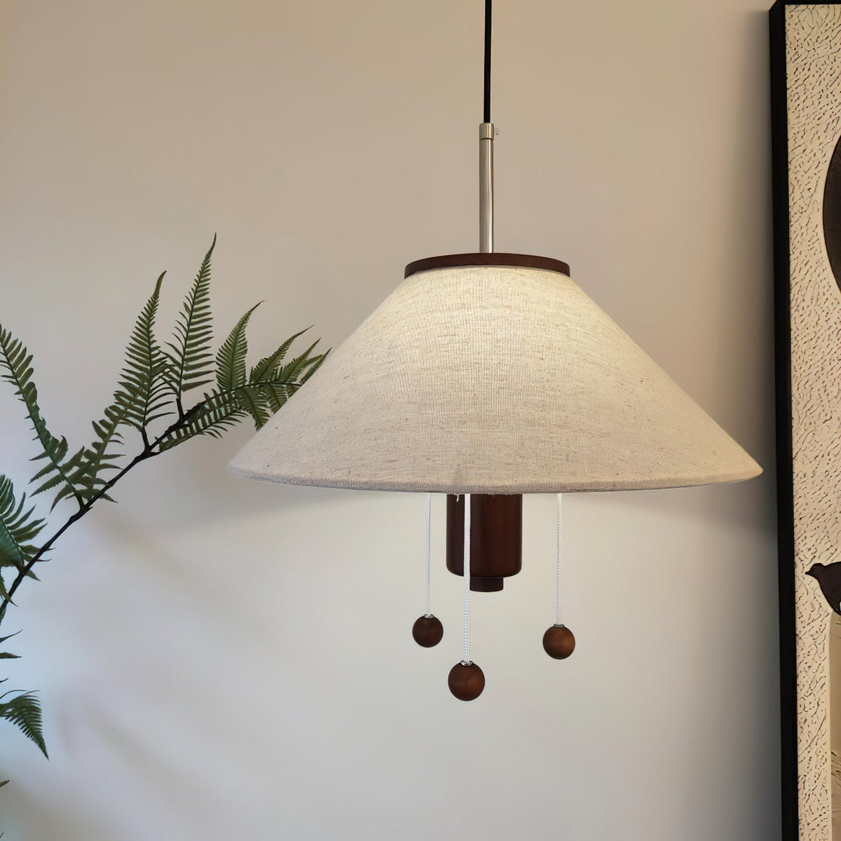 Zathee Noordse kunst Klassiek houten textiel hanglamp