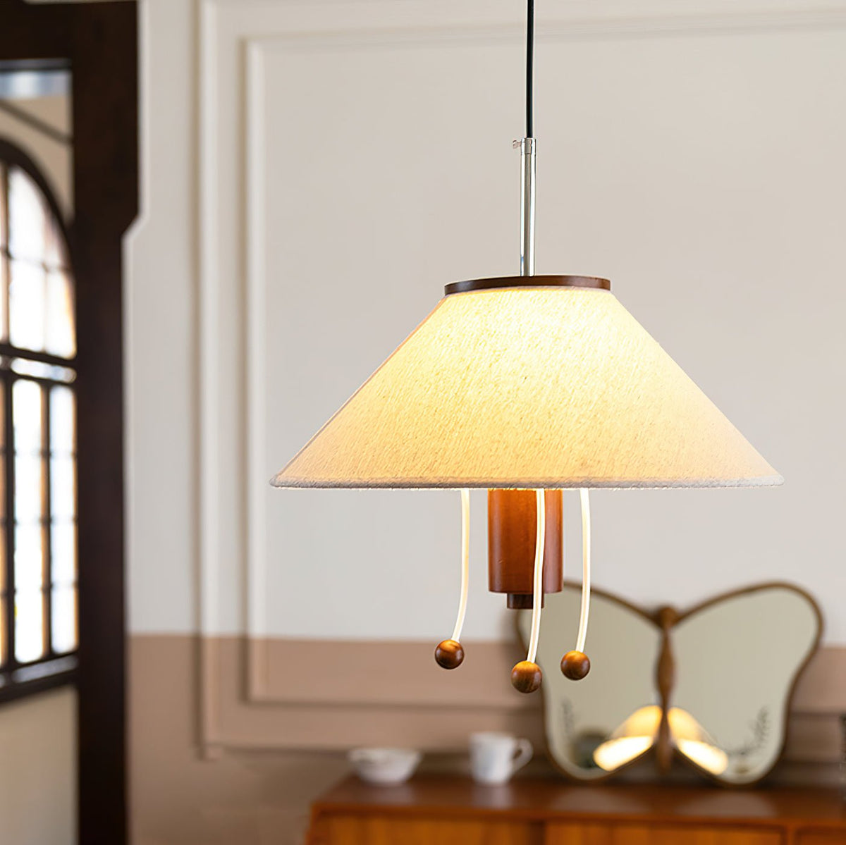 Zathee Noordse kunst Klassiek houten textiel hanglamp