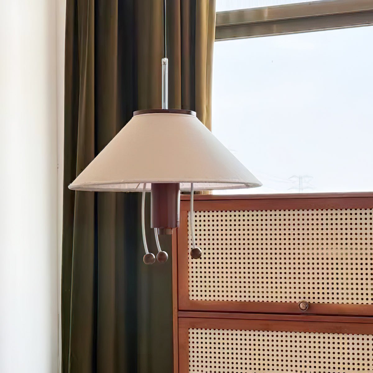 Zathee Noordse kunst Klassiek houten textiel hanglamp