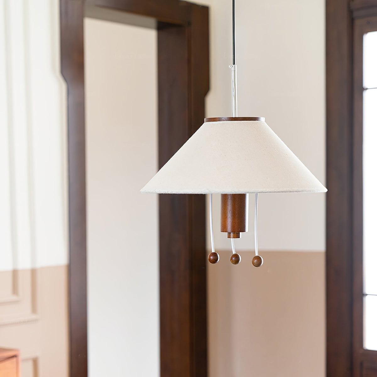 Zathee Noordse kunst Klassiek houten textiel hanglamp