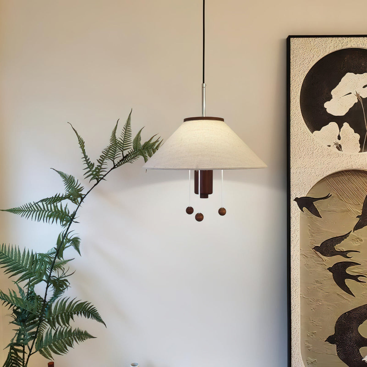 Zathee Noordse kunst Klassiek houten textiel hanglamp