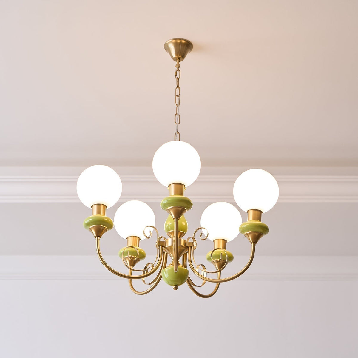 Evsolia kroonluchter van groen onyx glas