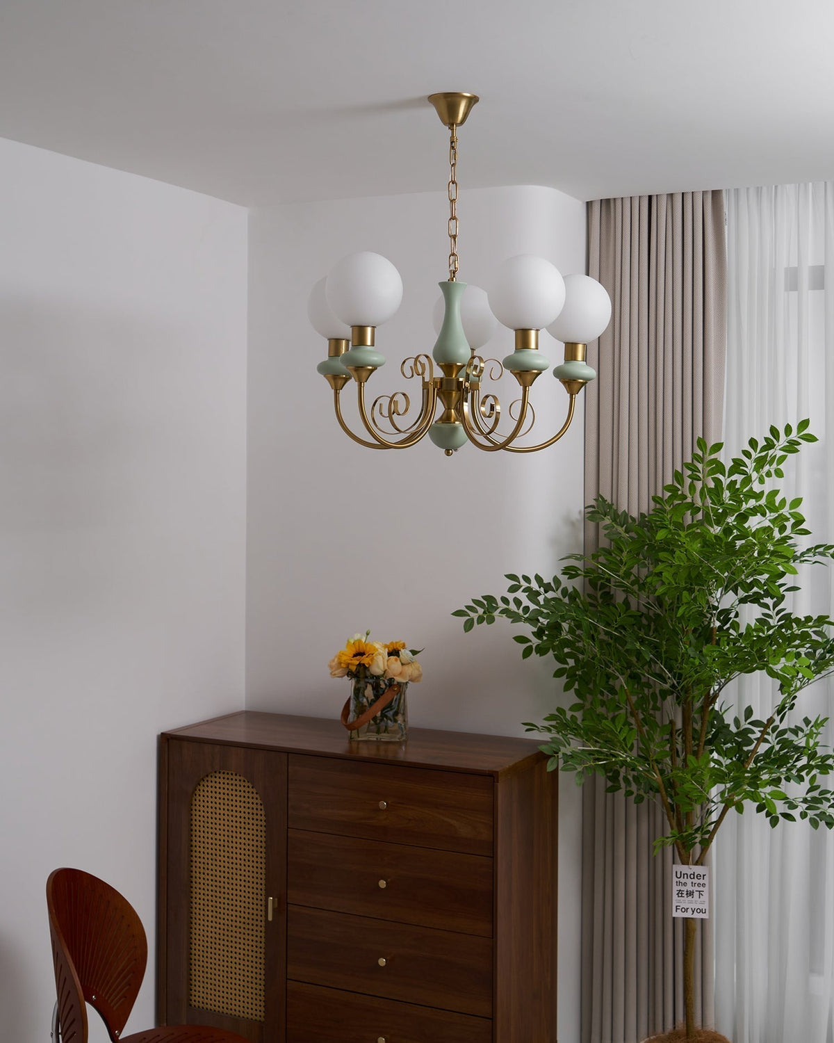Evsolia kroonluchter van groen onyx glas