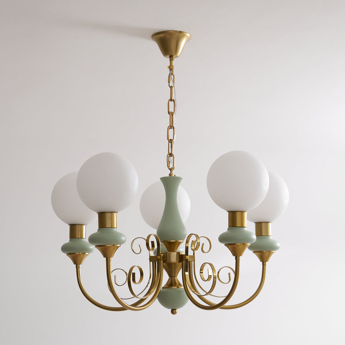 Evsolia kroonluchter van groen onyx glas