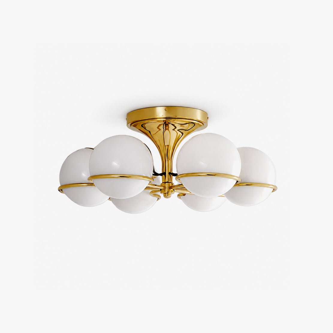 Semi-plafond Kroonluchter met opalen glazen bollen