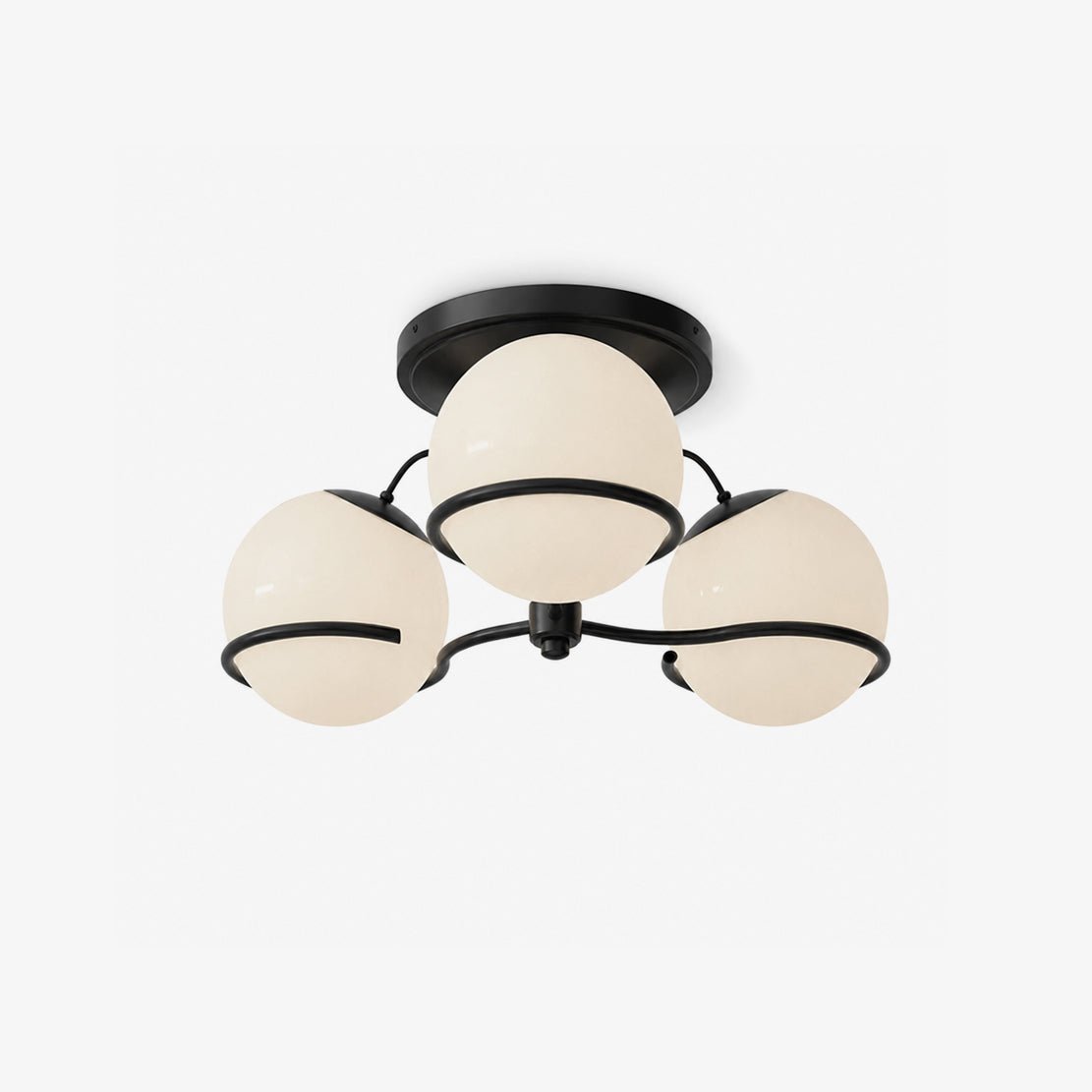 Semi-plafond Kroonluchter met opalen glazen bollen