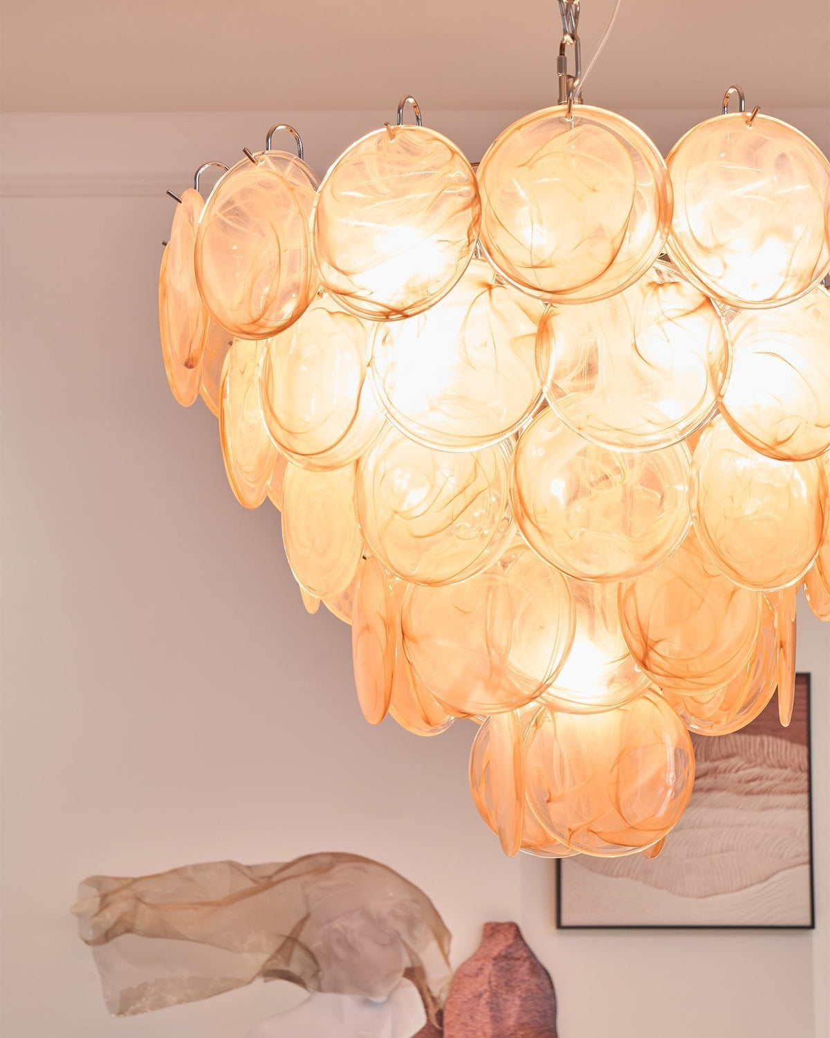Celisira Murano Disc Kroonluchter van glas Klassiek Oranje