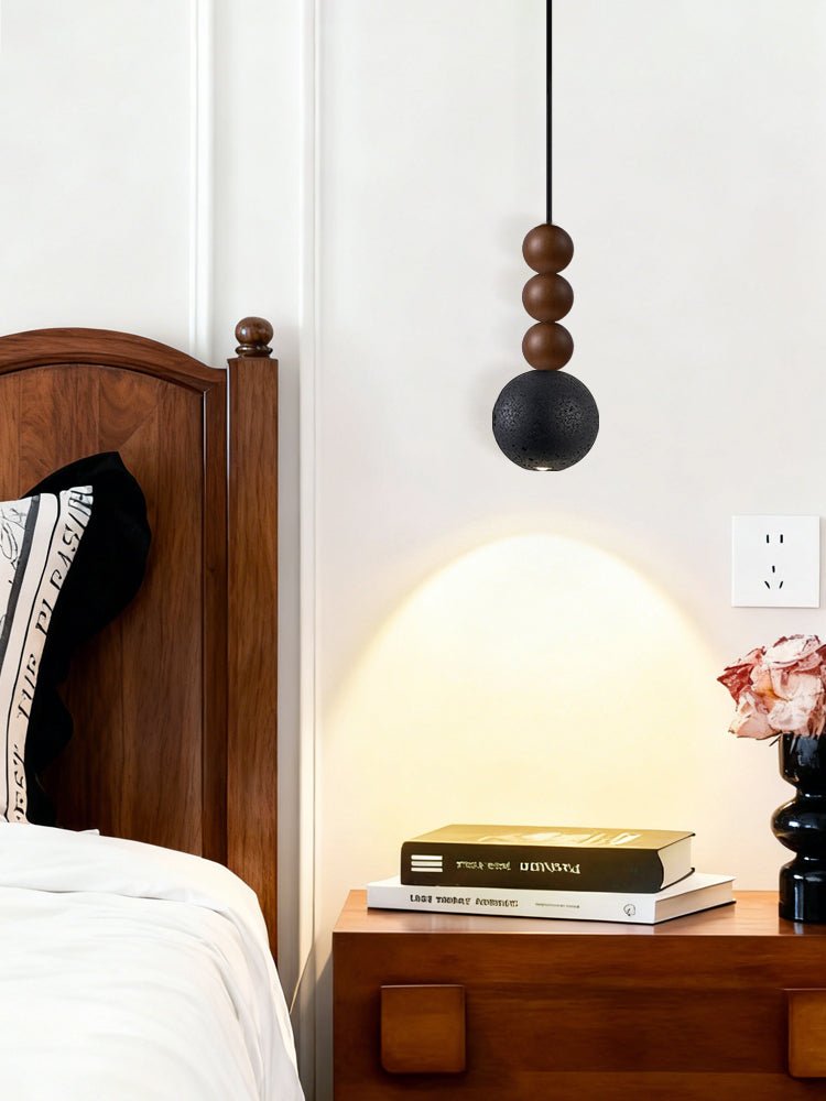 Tizn Zwart travertin Hout Moderne hanglamp