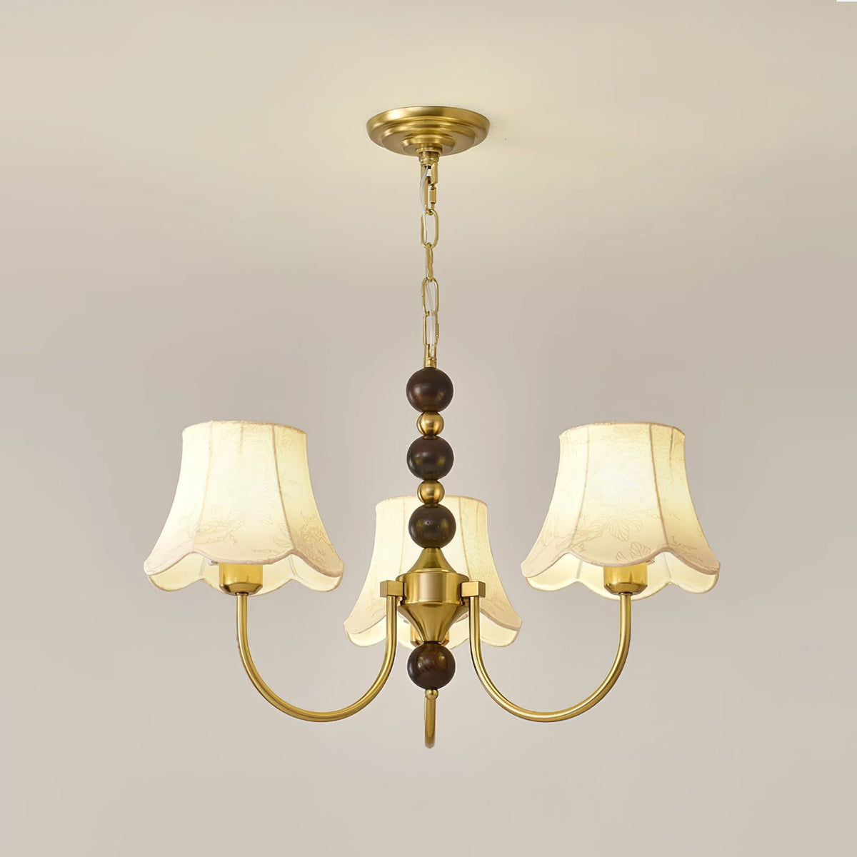 Orchid kroonluchter met gouden stoffen kap