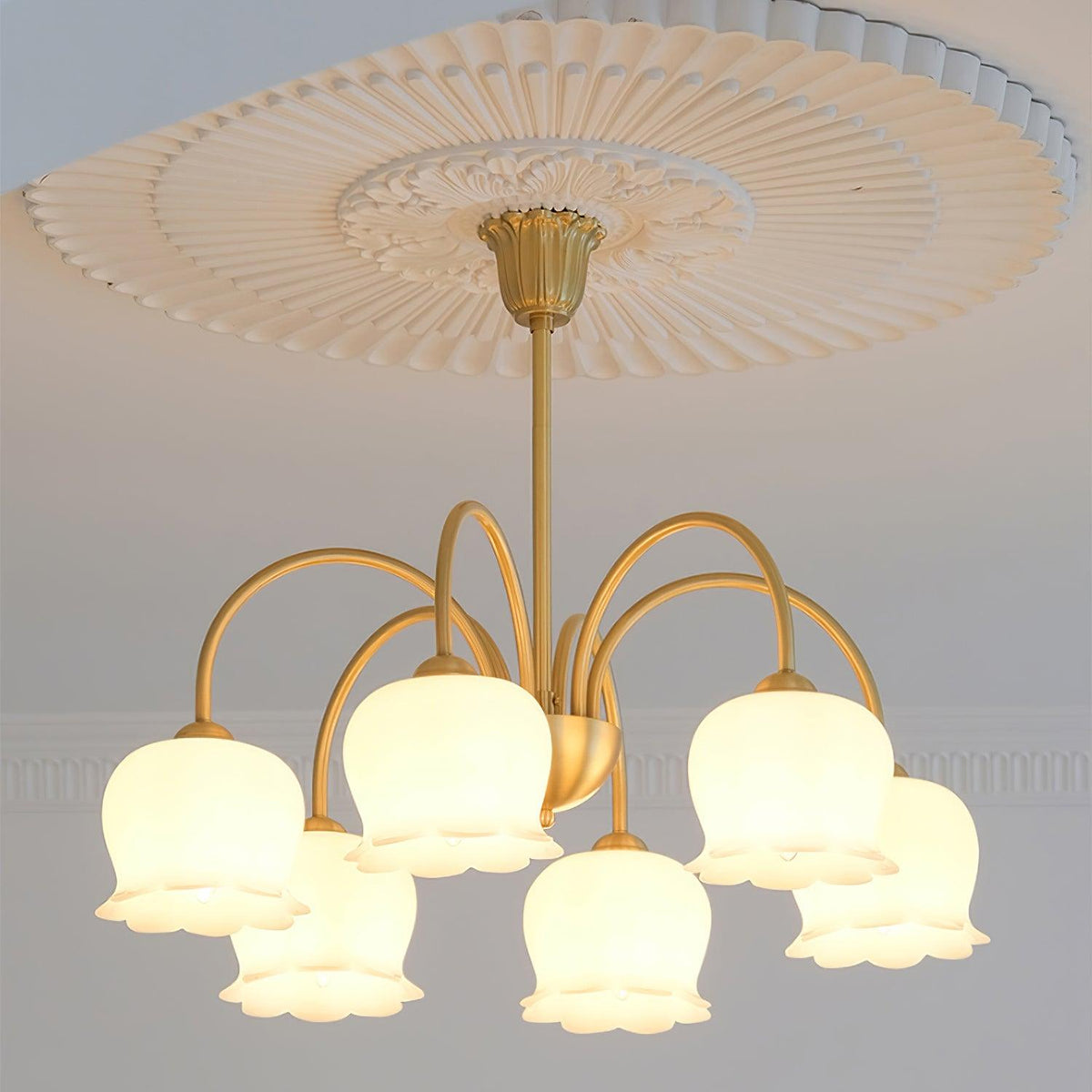 Solenora Kroonluchter messing Elegante Gebogen Arm