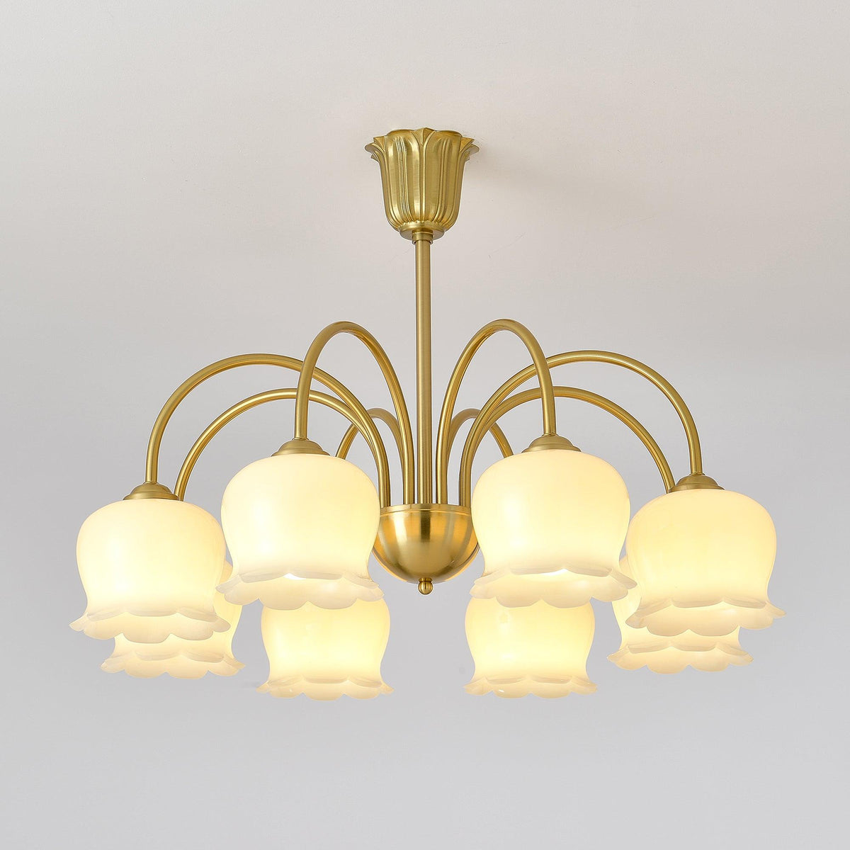 Solenora Kroonluchter messing Elegante Gebogen Arm