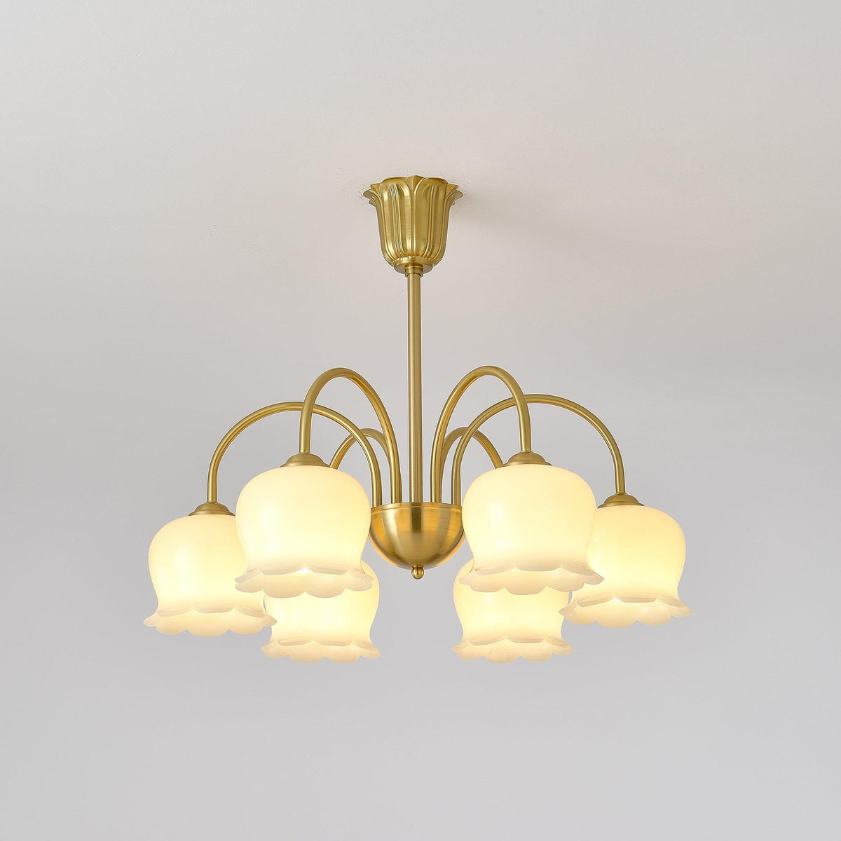 Solenora Kroonluchter messing Elegante Gebogen Arm